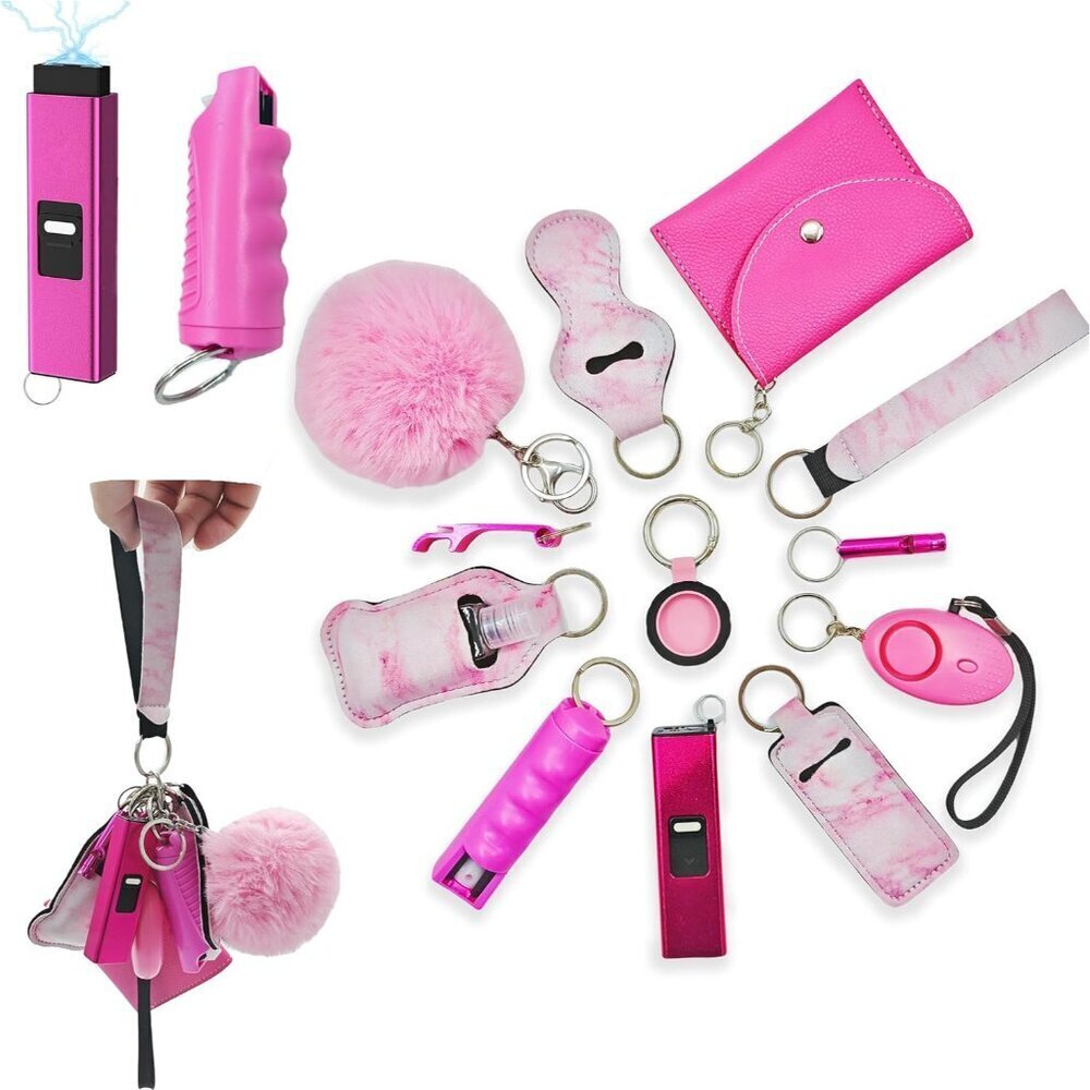 Keychain Set Women Pink Multiple Functions Travel Gift